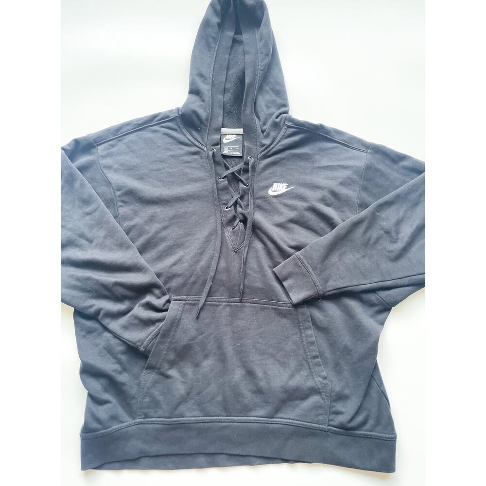 Women's Black Nike Hoodie with Lace Up Front Size Medium